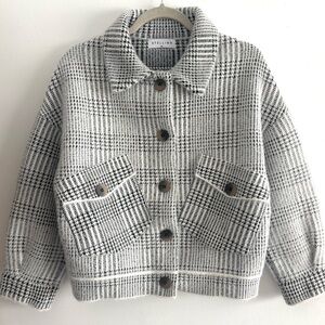 Boutique Brand Beautiful, Classy Black and White, Fuzzy Plaid Jacket